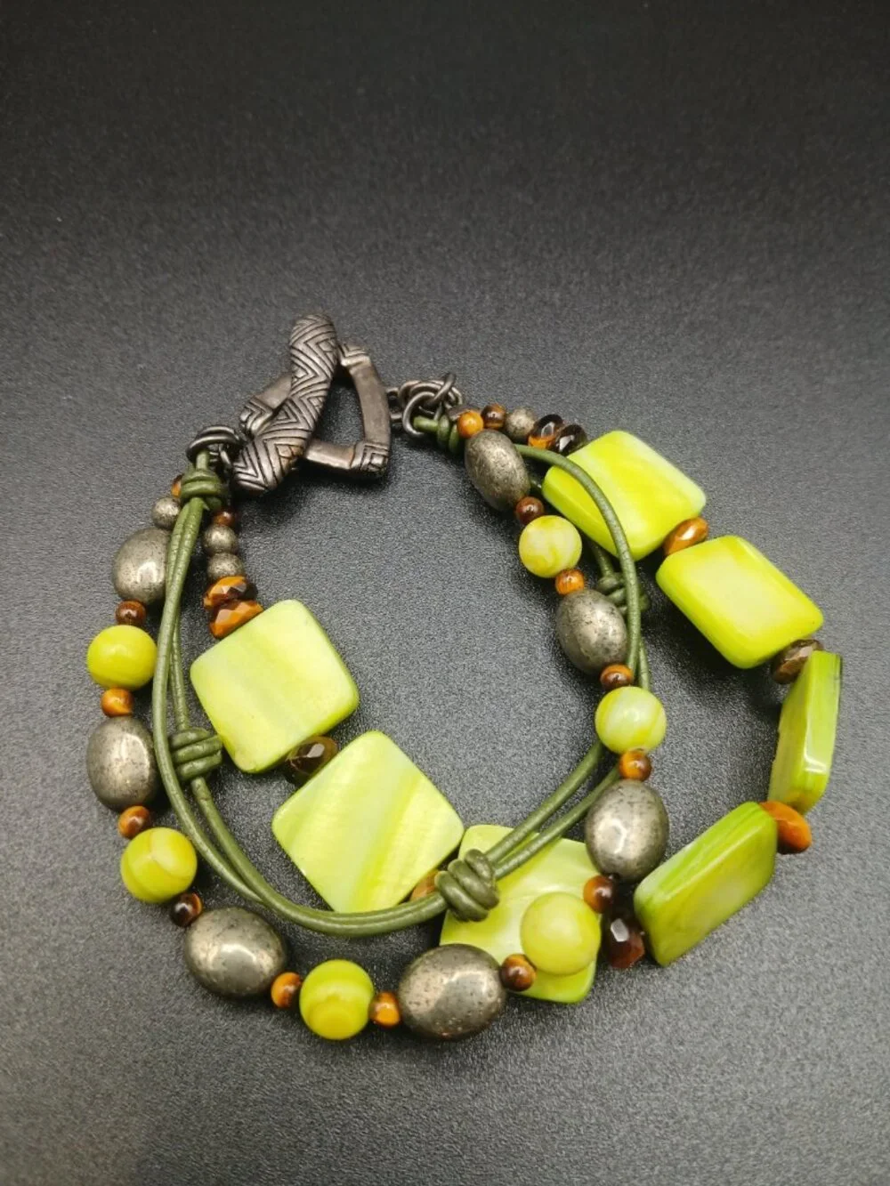Retired Silpada Bracelet Sterling Green Mother Of Pearl B1132